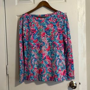 Lilly Pulitzer Aleah Top in Surf Blue Flim Flam